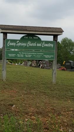 Caney Springs Church and Cemetery sign