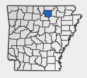 Arkansas map with Izard County highlighted.